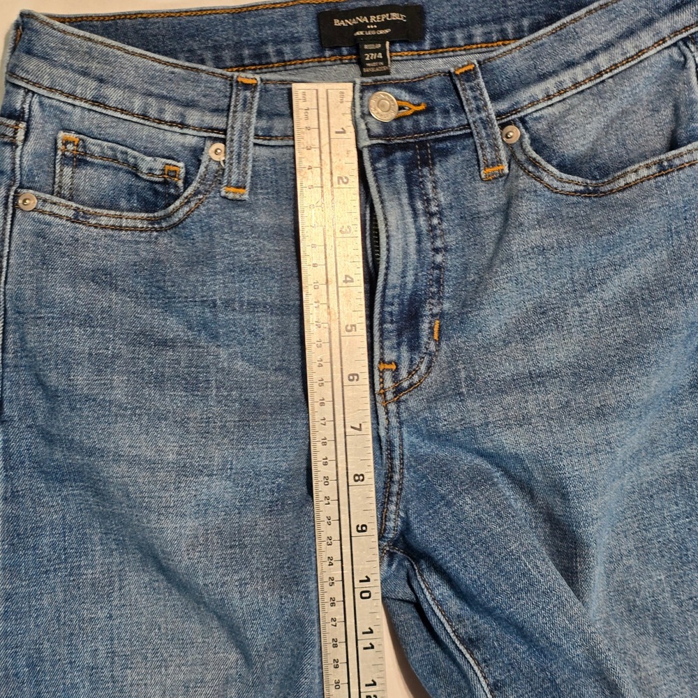 Banana Republic Wide Leg Jeans 27/4 Medium Wash Raw Hem High Rise 862757-008 - Picture 13 of 16